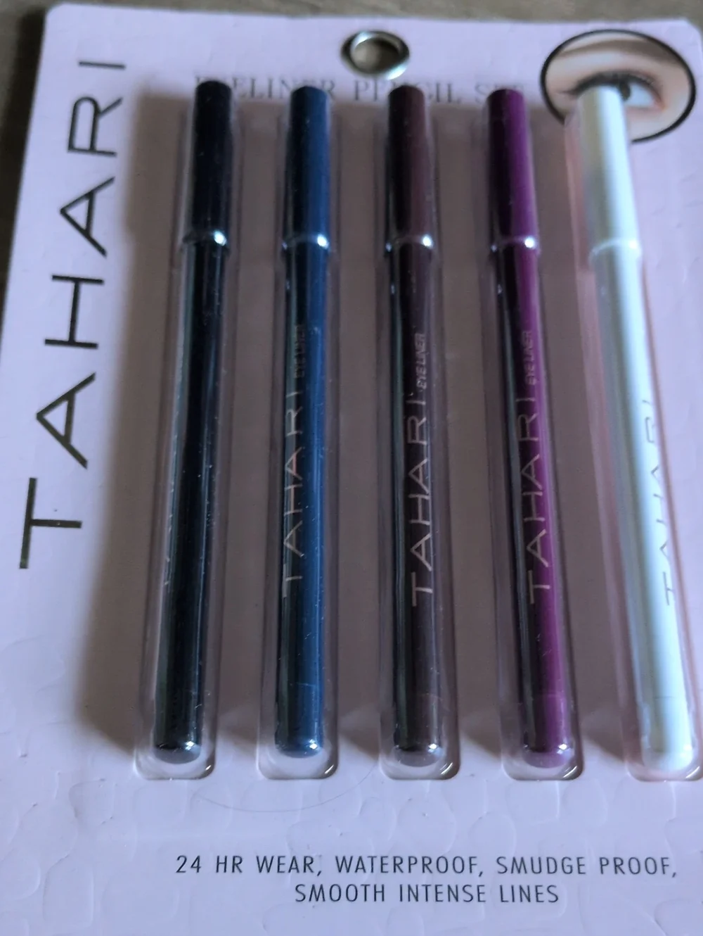 Tahari Eyeliner Pencil Set — Black, Blue, Brown, Purple, White 24 Hour Wear Wate